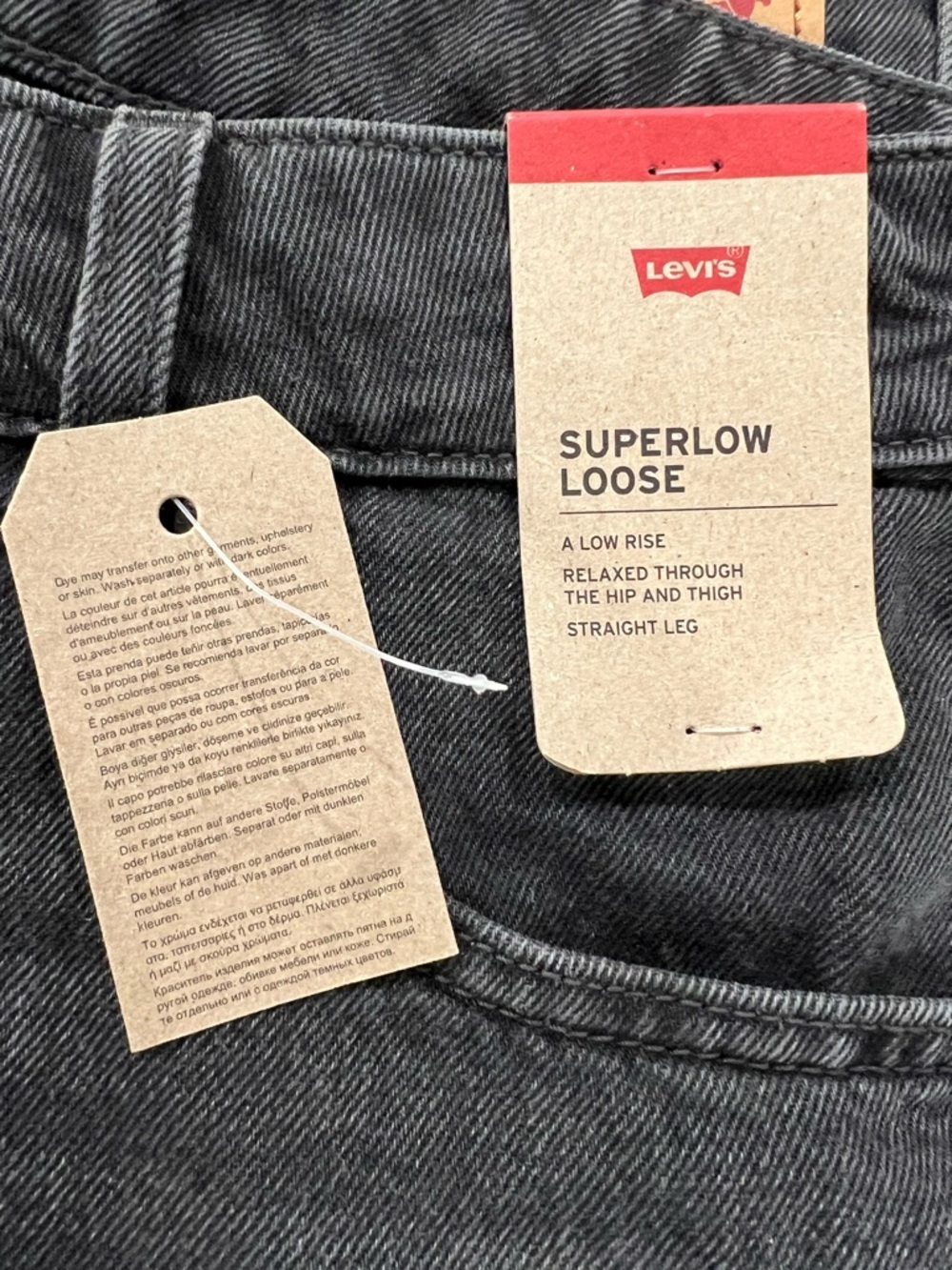 Levi’s Superlow Loose Jeans 32x32 NWT Black Wash Low Rise Baggy Straight Leg Y2K - Picture 10 of 12